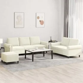 3-piece cream velvet sofa set with cushions by , Sofas - Ref: Foro24-3202268, Price: 586,54 €, Discount: %