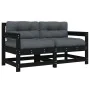 Garden armchairs with cushions 2 units solid black pine wood by , Modular outdoor sofas - Ref: Foro24-825594, Price: 147,67 €...