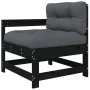 Garden armchairs with cushions 2 units solid black pine wood by , Modular outdoor sofas - Ref: Foro24-825594, Price: 147,67 €...