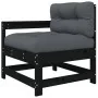 Gartensofas mit Kissen, 2 Stück Massivholz Kiefer Schwarz. von , Modulare Sofas für den Außenbereich - Ref: Foro24-825594, Pr...