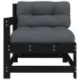 Gartensofas mit Kissen, 2 Stück Massivholz Kiefer Schwarz. von , Modulare Sofas für den Außenbereich - Ref: Foro24-825594, Pr...