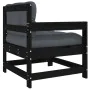 Garden armchairs with cushions 2 units solid black pine wood by , Modular outdoor sofas - Ref: Foro24-825594, Price: 147,67 €...