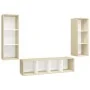 Living room furniture set, 3 pieces, engineered wood, white and Sonoma oak. by , TV Furniture - Ref: Foro24-3079750, Price: 1...