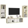 Living room furniture set, 3 pieces, engineered wood, white and Sonoma oak. by , TV Furniture - Ref: Foro24-3079750, Price: 1...