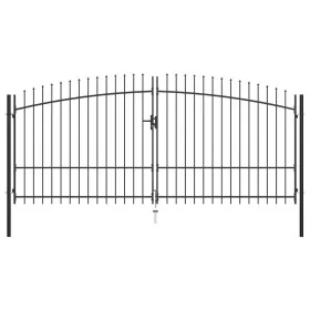 Double gate for fence with spear tips 400x225 cm by , garden gates - Ref: Foro24-145741, Price: 247,83 €, Discount: %