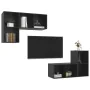Living room wall unit 4-piece set in black glossy engineered wood by , TV Furniture - Ref: Foro24-3079842, Price: 152,48 €, D...