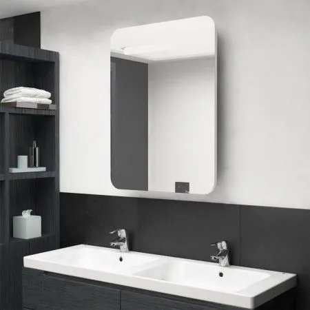 Hellweißer LED-Spiegel-Badezimmerschrank 60 x 11 x 80 cm von vidaXL, Badezimmerwaschtische - Ref: Foro24-326509, Preis: 124,3...