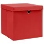 Storage boxes with lids 10 units red 28x28x28 cm by , Storage baskets - Ref: Foro24-325222, Price: 52,57 €, Discount: %