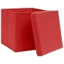 Storage boxes with lids 10 units red 28x28x28 cm by , Storage baskets - Ref: Foro24-325222, Price: 52,57 €, Discount: %