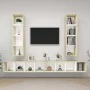 Muebles de salón de pared 4 piezas blanco y roble Sonoma de , Muebles TV - Ref: Foro24-3079894, Precio: 251,29 €, Descuento: %