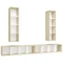 Muebles de salón de pared 4 piezas blanco y roble Sonoma de , Muebles TV - Ref: Foro24-3079894, Precio: 251,29 €, Descuento: %