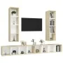 Muebles de salón de pared 4 piezas blanco y roble Sonoma de , Muebles TV - Ref: Foro24-3079894, Precio: 251,29 €, Descuento: %