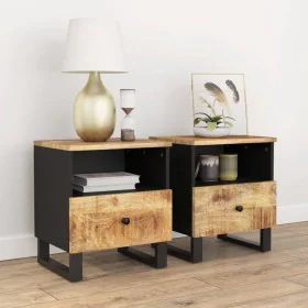 Mesitas de noche 2 uds madera maciza mango madera contrachapada de , Mesitas de noche - Ref: Foro24-350649, Precio: 138,41 €,...