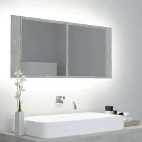 Spiegelschrank Badezimmer mit LED-Licht Acryl Grau Beton 100x12x45 cm von , Badezimmerwaschtische - Ref: Foro24-804984, Preis...