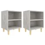 Bedside tables 2 units, gray concrete with wooden legs, 40x30x50 cm by , Nightstands - Ref: Foro24-805788, Price: 56,41 €, Di...