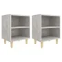 Mesitas de noche 2 uds patas madera gris hormigón 40x30x50 cm de , Mesitas de noche - Ref: Foro24-805788, Precio: 56,36 €, De...