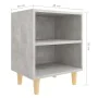 Bedside tables 2 units, gray concrete with wooden legs, 40x30x50 cm by , Nightstands - Ref: Foro24-805788, Price: 56,41 €, Di...