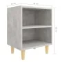 Mesitas de noche 2 uds patas madera gris hormigón 40x30x50 cm de , Mesitas de noche - Ref: Foro24-805788, Precio: 56,36 €, De...