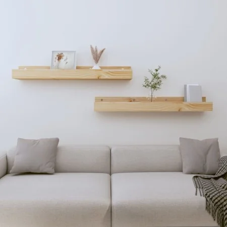 Wall shelves 2 units solid pine wood 80x12x9 cm by , Shelves and shelves - Ref: Foro24-823589, Price: 26,78 €, Discount: %