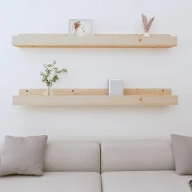 Wall shelves 2 units solid pine wood 110x12x9 cm by , Shelves and shelves - Ref: Foro24-823594, Price: 36,92 €, Discount: %