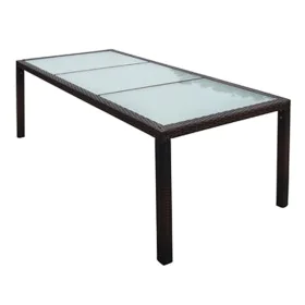 Garden table made of synthetic rattan and brown glass 190x90x75 cm by , Garden tables - Ref: Foro24-44068, Price: 333,68 €, D...