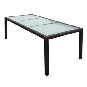 Gartentisch aus synthetischem Rattan und braunem Glas 190x90x75 cm von , Gartentische - Ref: Foro24-44068, Preis: 333,68 €, R...