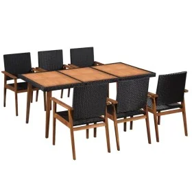 7-piece garden dining set made of black and brown synthetic rattan by , Garden sets - Ref: Foro24-44077, Price: 604,13 €, Dis...