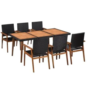 Garten-Essgruppe 7-teilig aus schwarzem und braunem synthetischem Rattan von , Gartensets - Ref: Foro24-44077, Preis: 604,13 ...