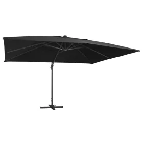 Cantilever umbrella with LED lights and black aluminum pole 400x300 cm by , Umbrellas - Ref: Foro24-47008, Price: 334,96 €, D...