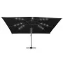 Cantilever umbrella with LED lights and black aluminum pole 400x300 cm by , Umbrellas - Ref: Foro24-47008, Price: 334,96 €, D...