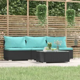 Garden set with 4-piece black synthetic rattan cushions by , Garden sets - Ref: Foro24-317540, Price: 404,02 €, Discount: %