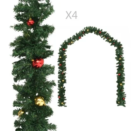 Guirnaldas de Navidad con bolas 4 unidades PVC verde 270 cm de , Adornos festivos - Ref: Foro24-284309, Precio: 74,12 €, Desc...