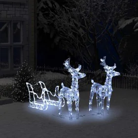 Christmas decoration acrylic reindeer and sleigh with 160 LEDs 130 cm by , Christmas lights - Ref: Foro24-289979, Price: 106,...