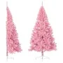 Half artificial Christmas tree with pink PVC stand 180 cm by , Christmas trees - Ref: Foro24-344672, Price: 38,59 €, Discount: %
