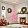 Half artificial Christmas tree with pink PVC stand 180 cm by , Christmas trees - Ref: Foro24-344672, Price: 38,59 €, Discount: %