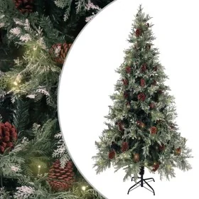 Christmas tree with lights and pine cones PVC PE green and white 225 cm by , Christmas trees - Ref: Foro24-3094566, Price: 25...