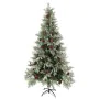 Weihnachtsbaum mit Lichtern und Kieferzapfen PVC PE grün und weiß 225 cm von , Weihnachtsbäume - Ref: Foro24-3094566, Preis: ...
