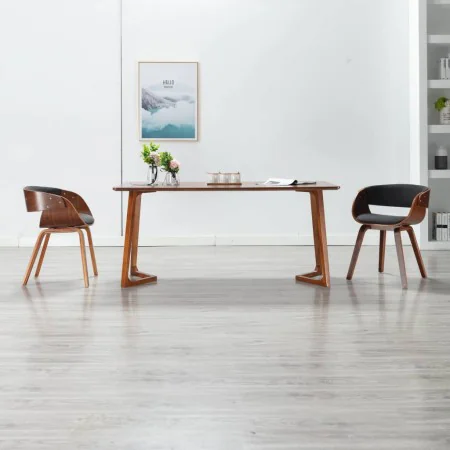 Gebogener Holz-Dining-Stuhl mit grauem Stoff von , Essstühle - Ref: Foro24-283111, Preis: 224,15 €, Rabatt: %