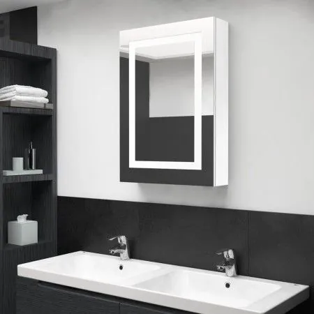 Armario de baño con espejo LED blanco brillante 50x13x70 cm de vidaXL, Tocadores de baño - Ref: Foro24-326494, Precio: 155,10...
