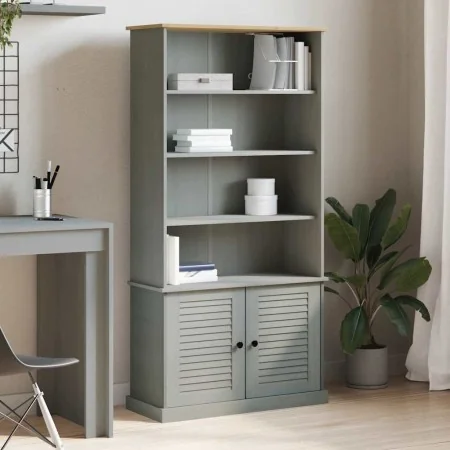 VIGO solid pine wood bookcase in gray, 85x35x170 cm by , Bookcases and shelves - Ref: Foro24-353198, Price: 230,08 €, Discoun...