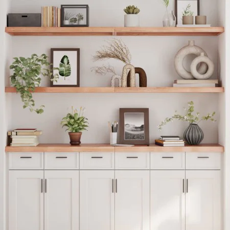 Wall shelf made of light brown treated oak wood 160x40x(2-4) cm by , Shelves and shelves - Ref: Foro24-363710, Price: 64,25 €...
