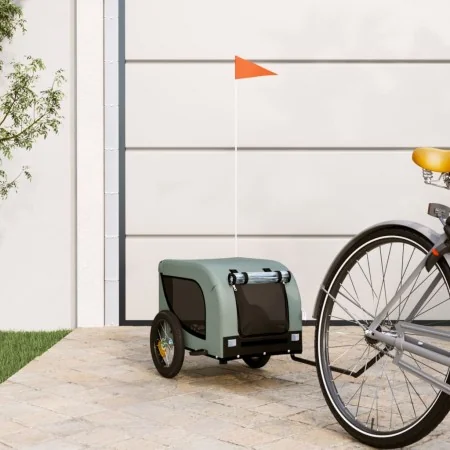 Fahrradanhänger für Haustiere aus Eisen und grauem schwarzen Oxford-Stoff. von , Kinderwagen für Haustiere - Ref: Foro24-9399...