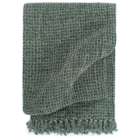 Dark green cotton blanket 220x250 cm by , Blankets - Ref: Foro24-133760, Price: 64,96 €, Discount: %