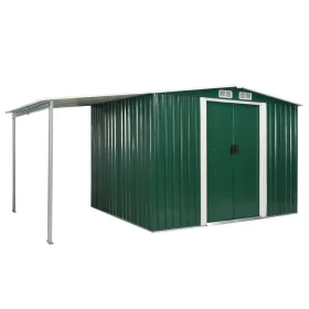 Garden shed with sliding steel doors in green, 386x205x178 cm. by , Sheds - Ref: Foro24-144029, Price: 772,91 €, Discount: %