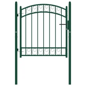 Garden gate with green steel upper arch 100x100 cm by , garden gates - Ref: Foro24-146363, Price: 151,52 €, Discount: %