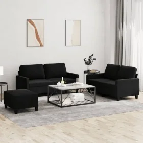 3-piece black velvet sofa set with cushions by , Sofas - Ref: Foro24-3201511, Price: 487,70 €, Discount: %