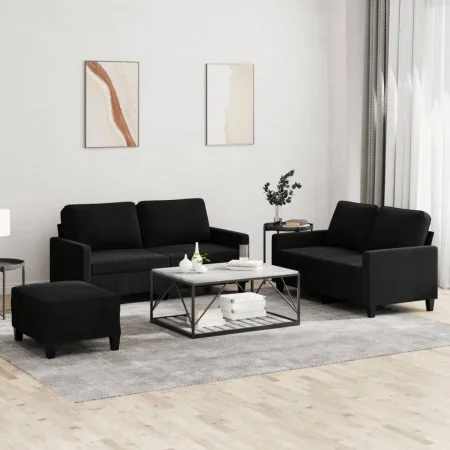 3-piece black velvet sofa set with cushions by , Sofas - Ref: Foro24-3201511, Price: 487,70 €, Discount: %
