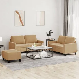3-piece brown velvet sofa set with cushions by , Sofas - Ref: Foro24-3201513, Price: 428,19 €, Discount: %