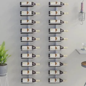 Wall-mounted wine rack for 10 bottles, 2 units, white metal. by , Wine racks - Ref: Foro24-340906, Price: 79,84 €, Discount: %