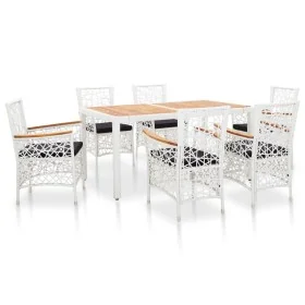 7-piece white synthetic rattan garden dining set by , Garden sets - Ref: Foro24-45997, Price: 824,92 €, Discount: %